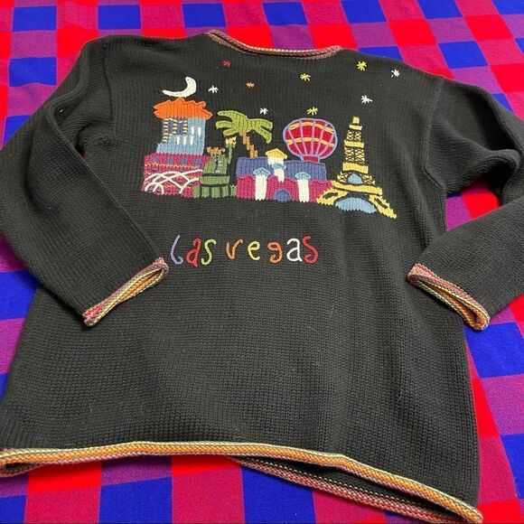 Cotton Salsa Las Vegas Hand Knitted Sweater Size Large - Picture 8 of 11